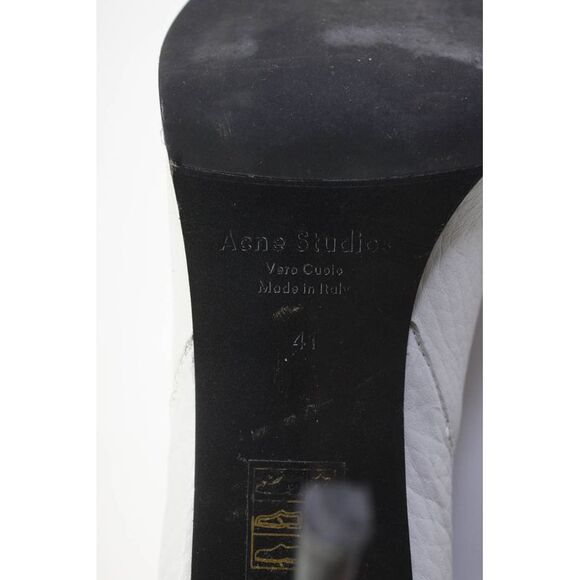 Acne Womens Pointed Toe Stiletto Leather Chelsea Ankle Boots Black White 41 11 - Picture 5 of 5